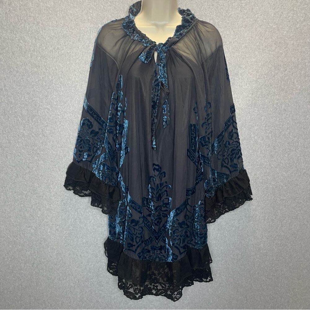 Rancho Estancia Witchy Whimsygoth Fairy Burnout Velvet Lace Hem Mini Dresss - Picture 10 of 10